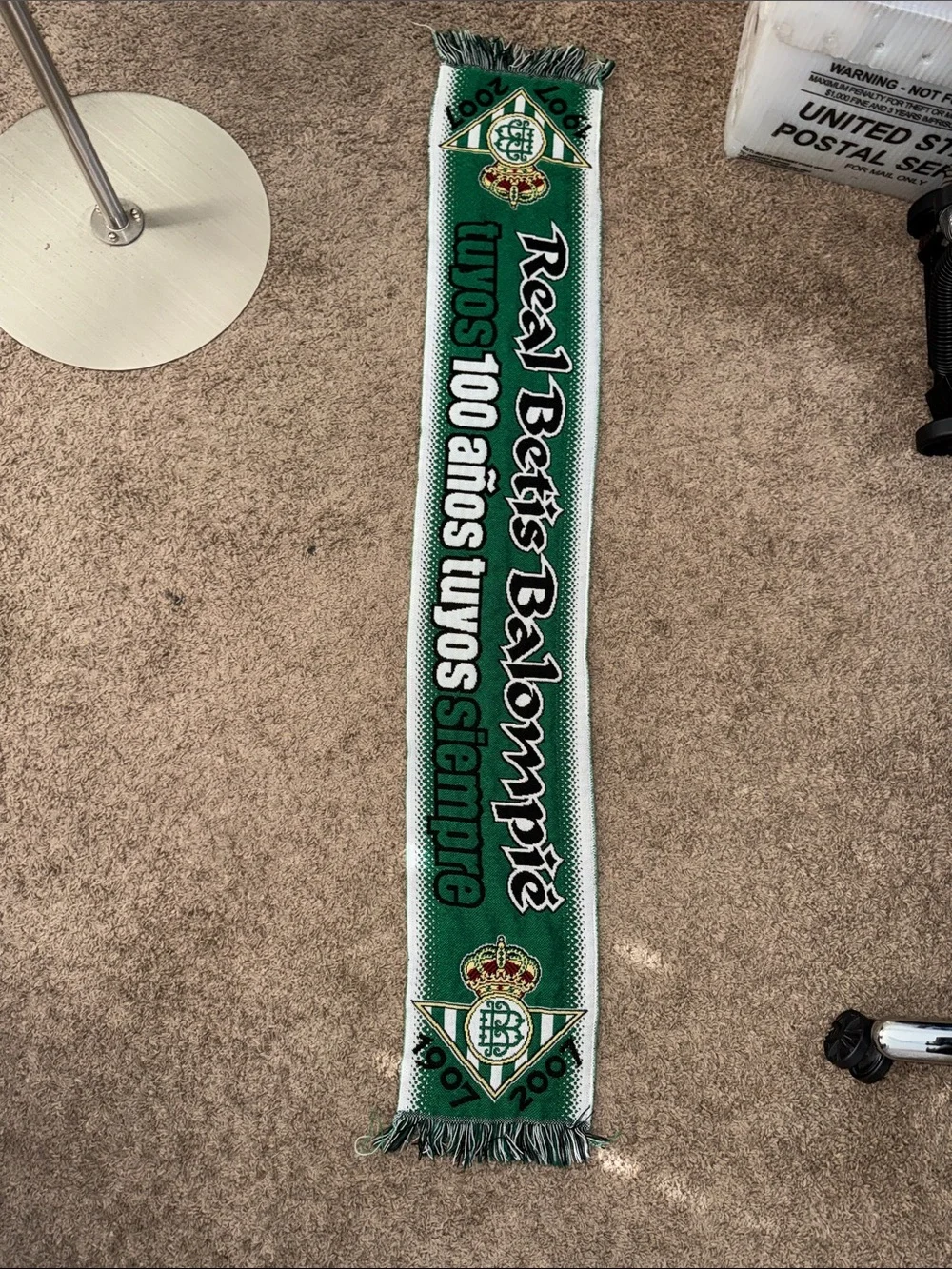 Real Betis Balompié 1907–2007 Centennial Soccer Football Scarf Green White